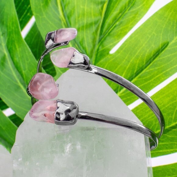 Rose Quartz, Polished Crystal, Layered Bangle - Picture 7 of 9